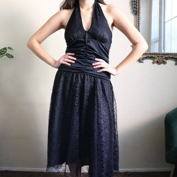 Vintage Dresses & Skirts - Vintage 80s Goth Prom Dress